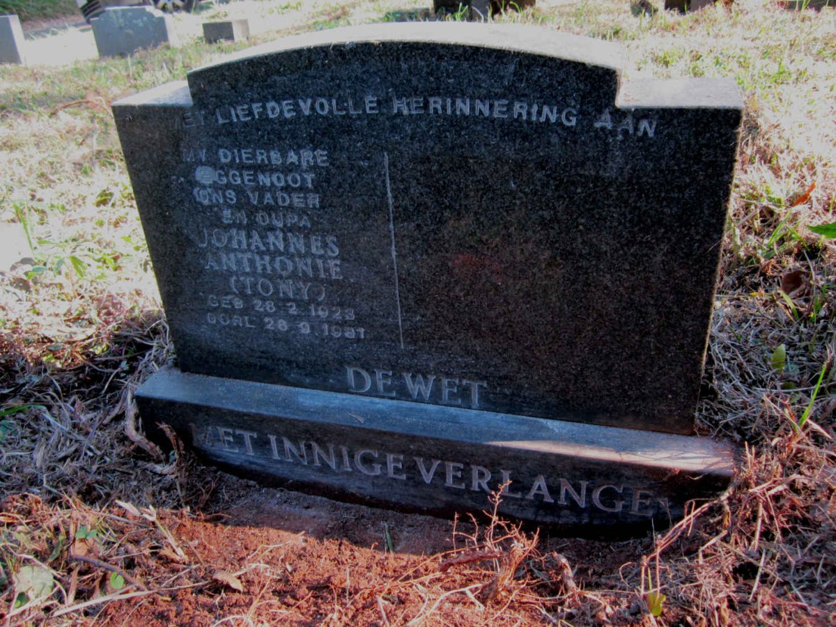 WET Johannes Anthonie, de 1923-1981