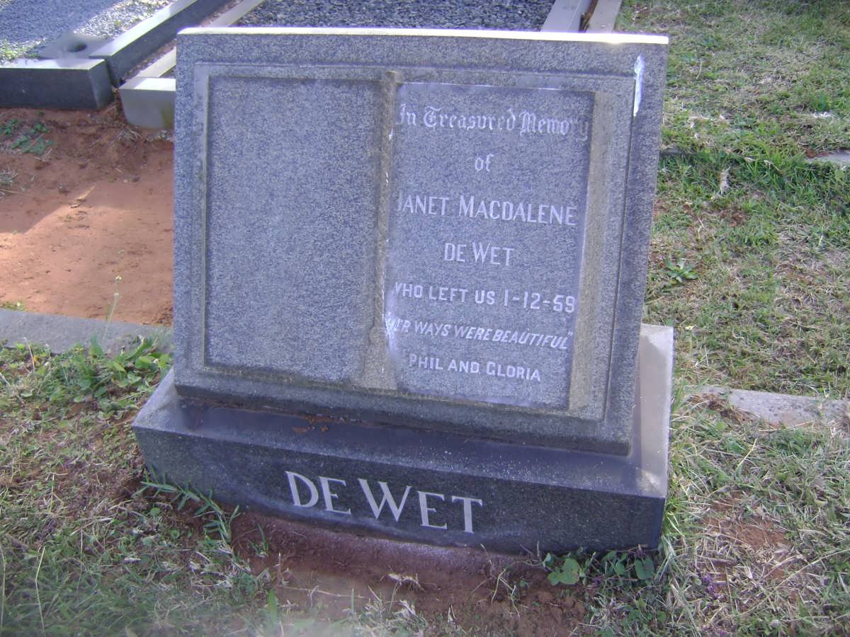 WET Janet Magdalene, de -1959