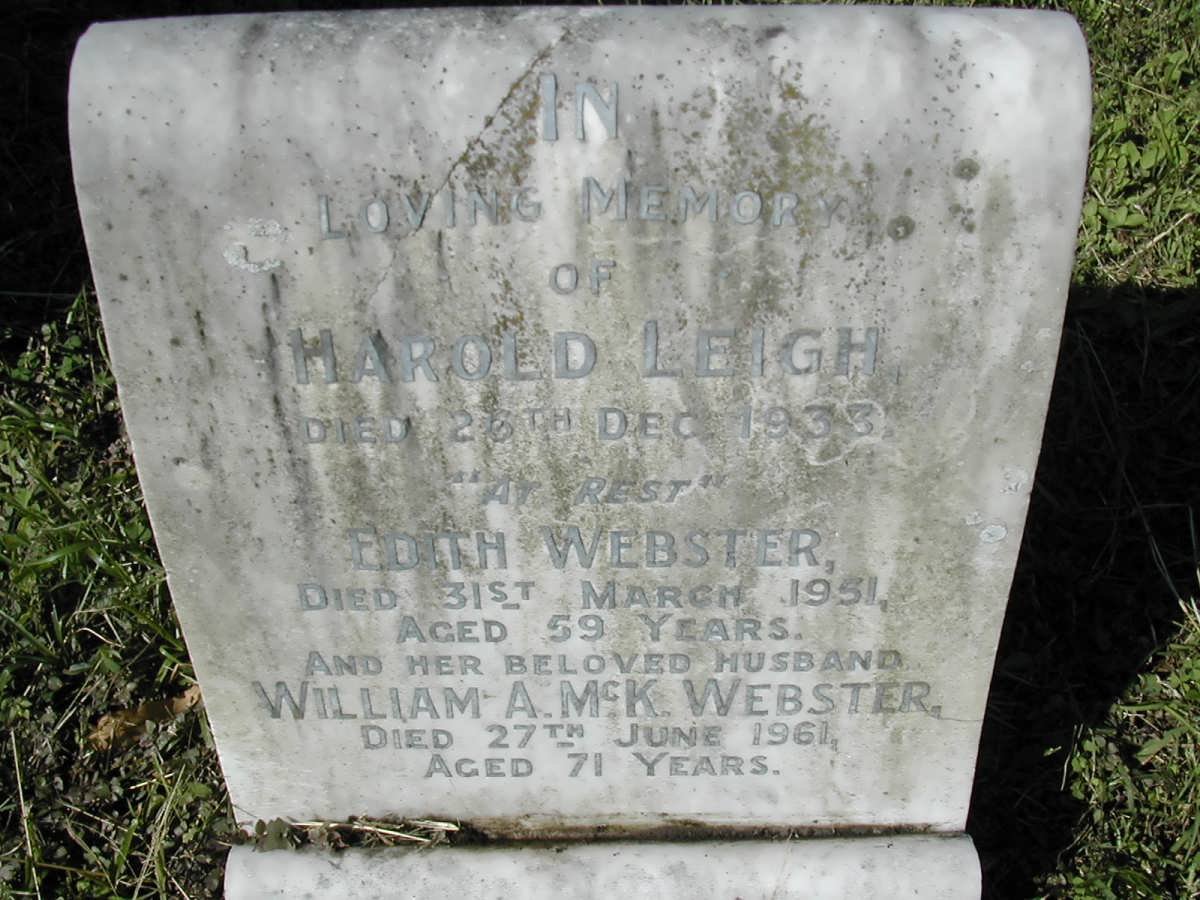WEBSTER William A.McK. -1961 &amp; Edith -1951 :: LEIGH Harold -1933