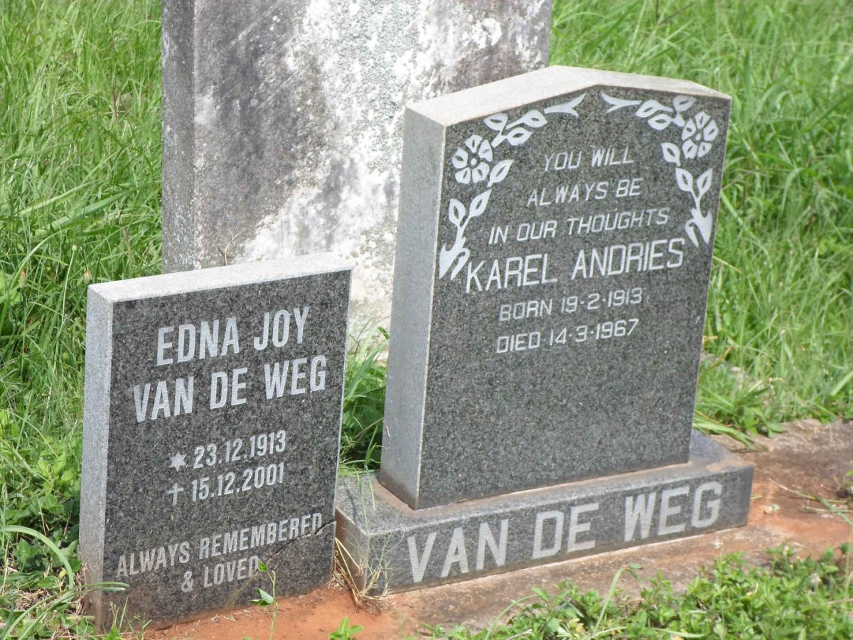 WEG Karel Andries, van de 1913-1967 &amp; Edna Joy 1913-2001