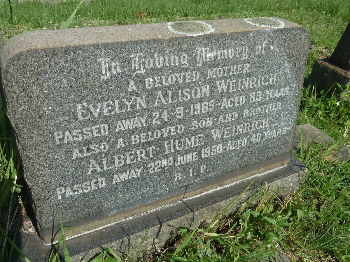 WEINRICH Evelyn Alison -1969 :: Albert Hume -1950