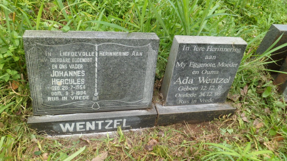 WENTZEL Ada 1935-1996 :: WENTZEL Johannes Hercules 1954-1984