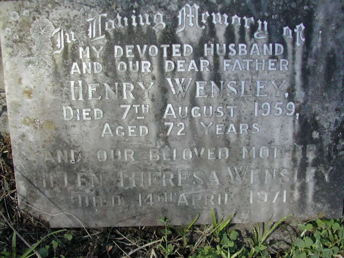 WENSLEY Henry -1959 &amp; Helen Theresa -1971