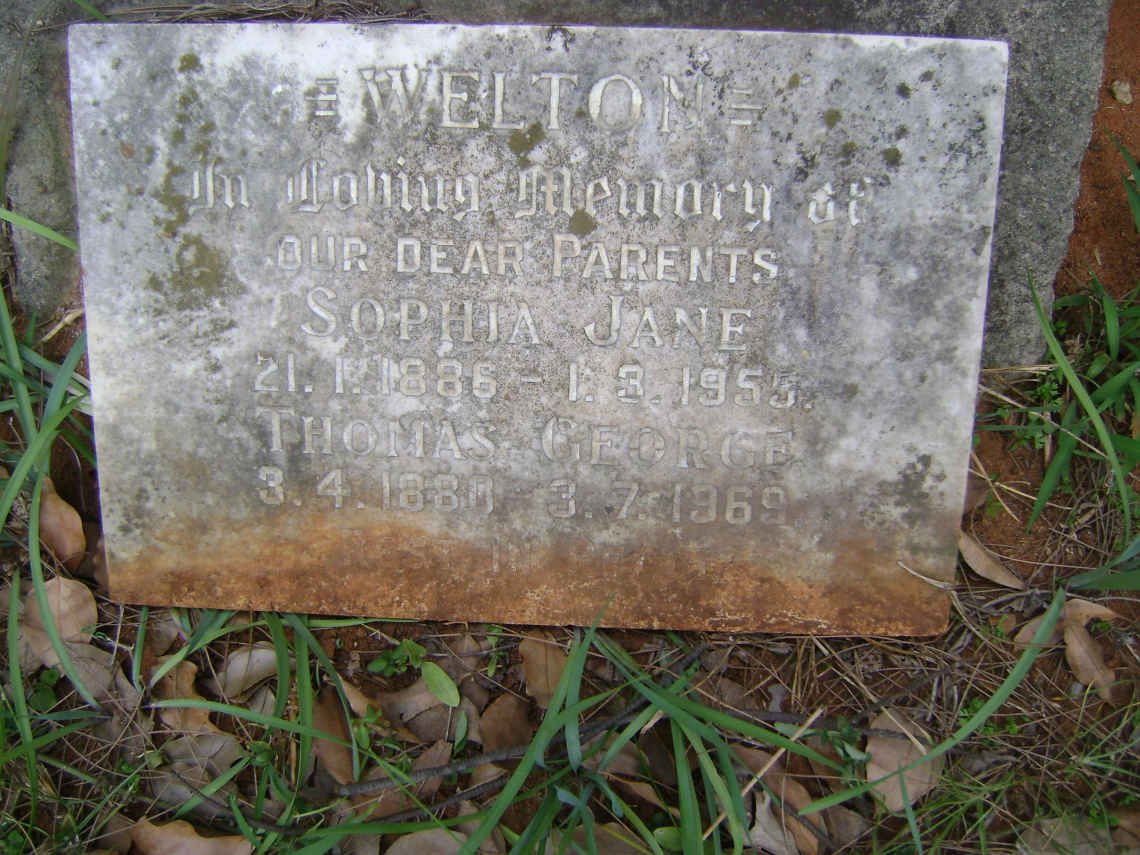 WELTON Thomas George 1880-1969 &amp; Sophia Jane 1886-1955