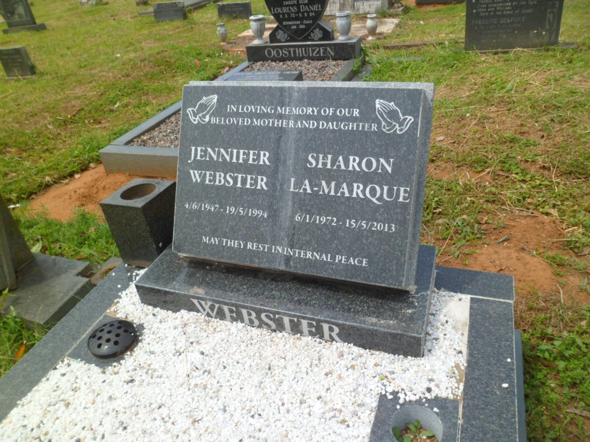 WEBSTER Jennifer 1947-1994 :: LA-MARQUE Sharon 1972-2013