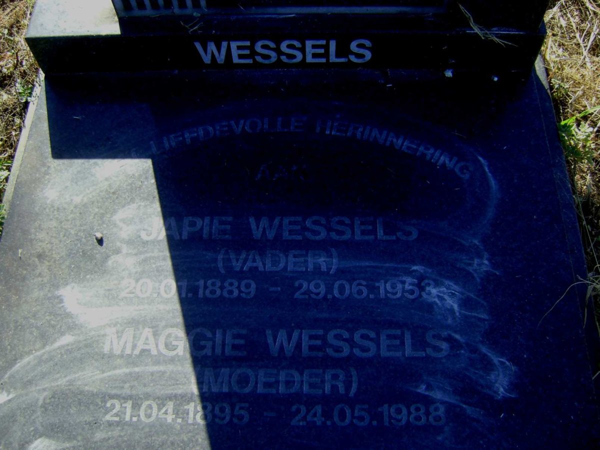 WESSELS Japie Wessels 1889-1953 &amp; Maggie 1895-1988