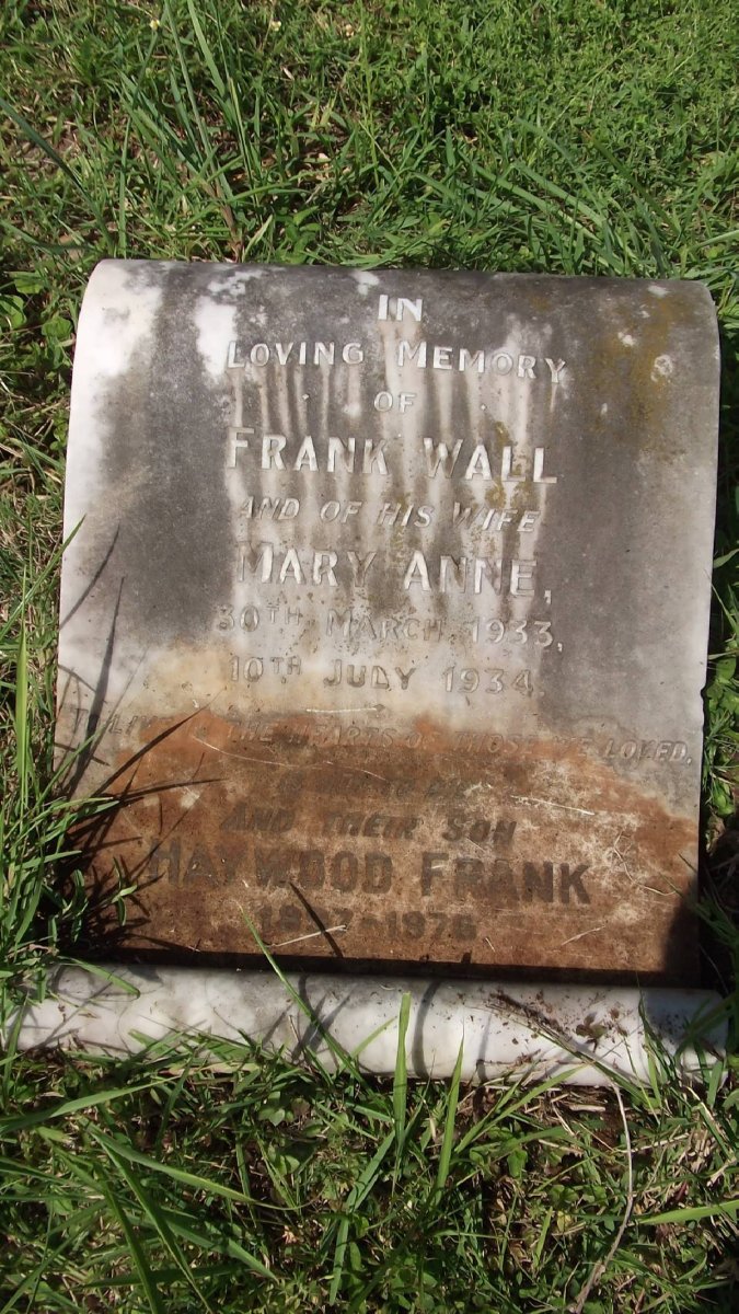 WALL Frank -1933 &amp; Mary Anne -1934 :: WALL Haywood Frank -1976
