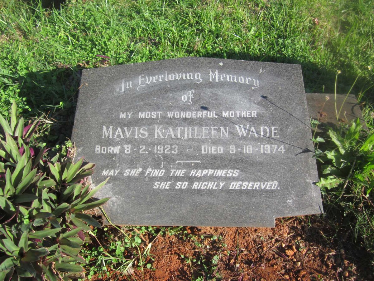 WADE Mavis Kathleen 1923-1974