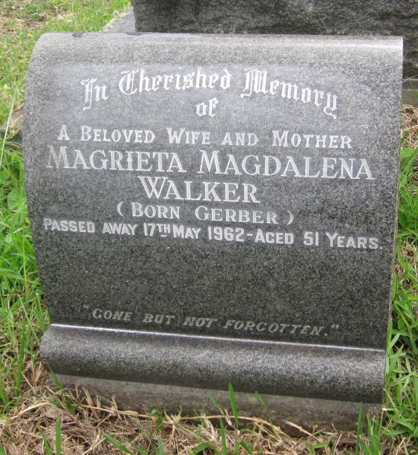 WALKER Magrieta Magdalena nee GERBER  -1962