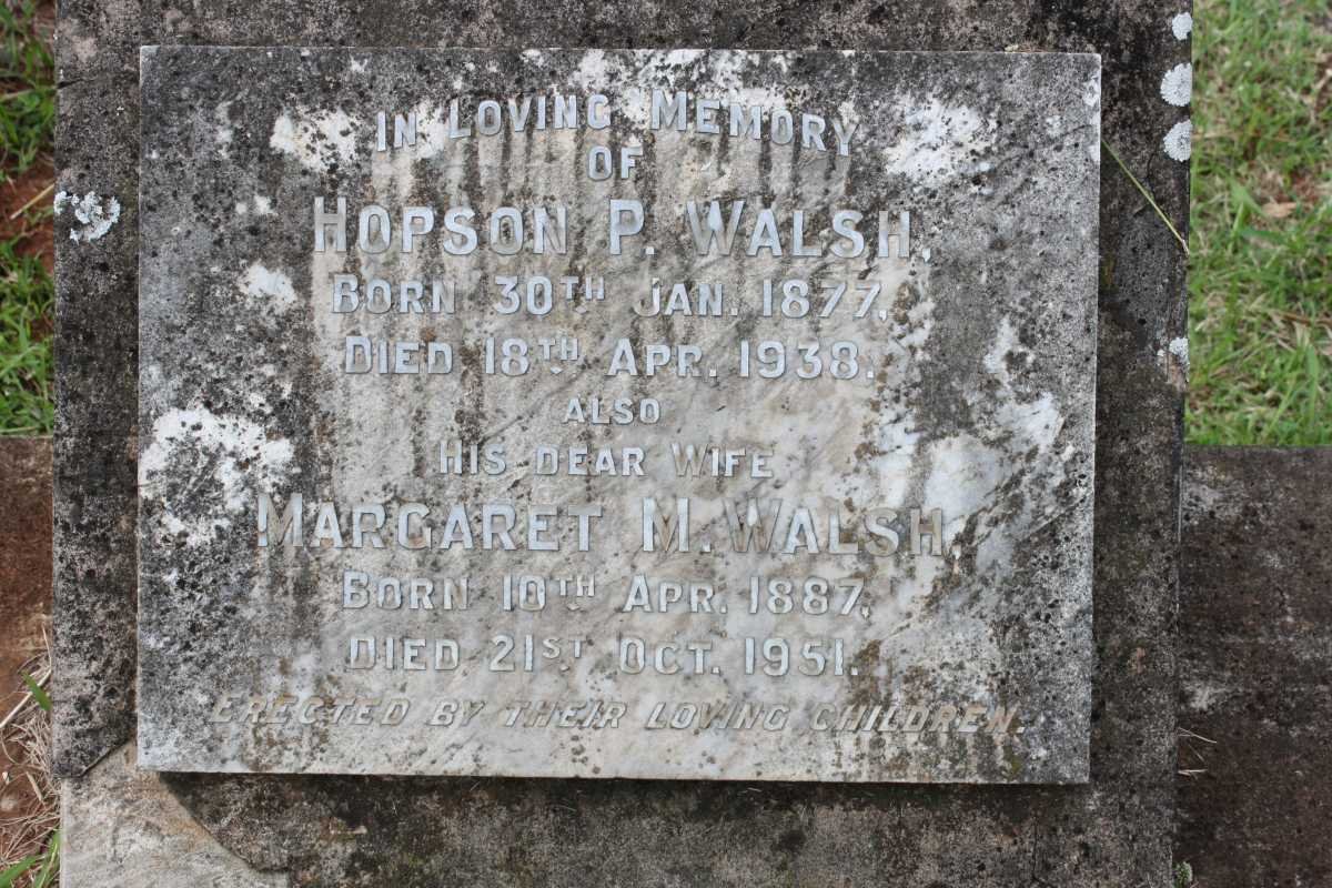WALSH Hopson P. 1877-1938 &amp; Margaret M. 1887-1951