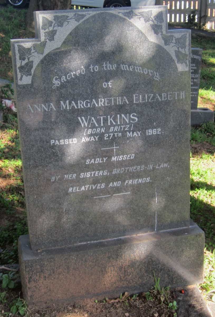 WATKINS Anna Margaretha Elizabeth BRITZ -1962