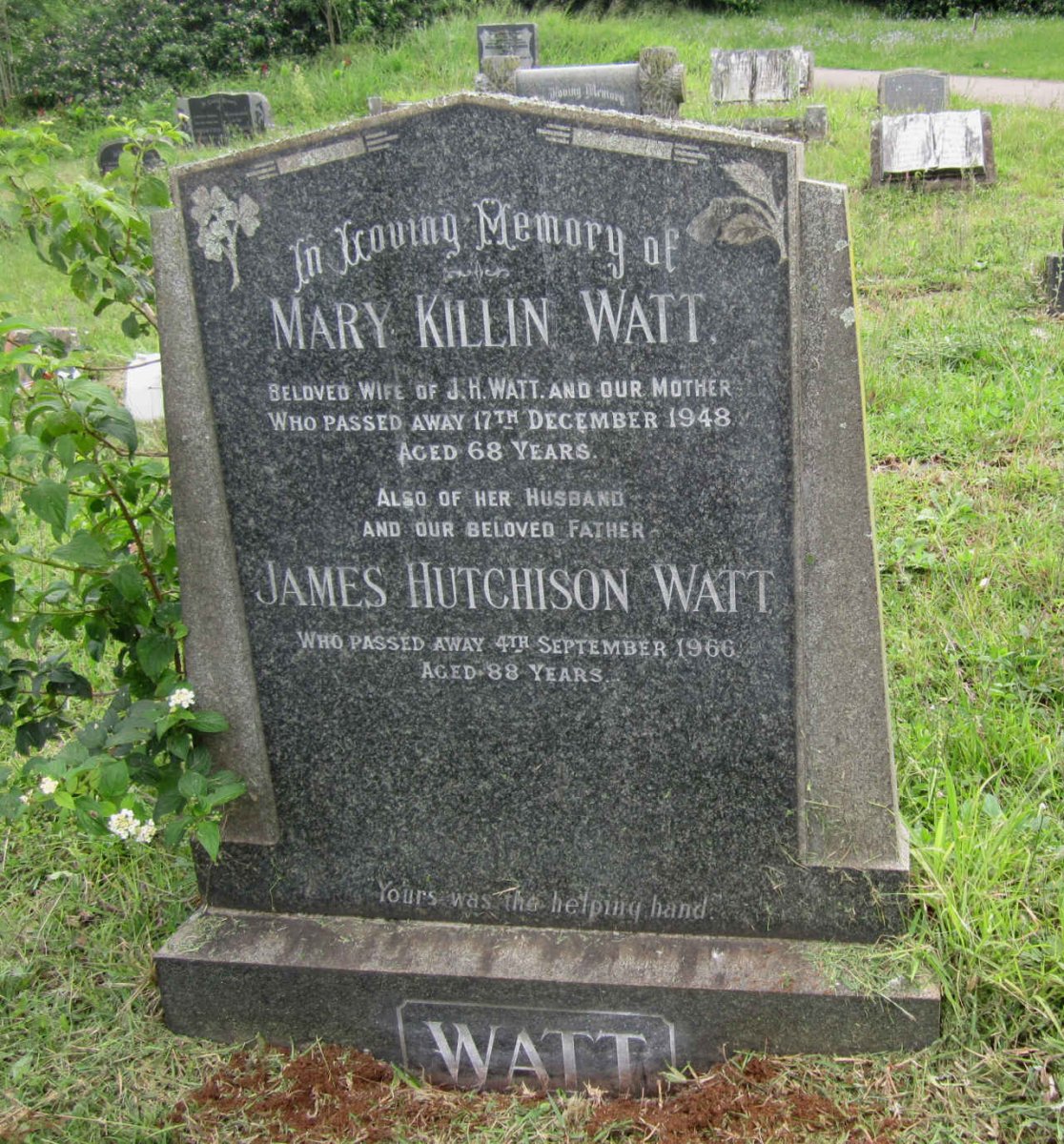 WATT James Hutchinson -1966 &amp; Mary Killin -1948