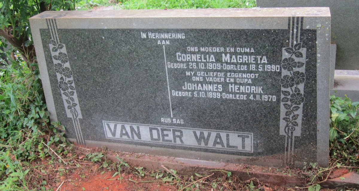 WALT Johannes Hendrik, van der 1899-1970 &amp; Cornelia Magrieta 1909-1990