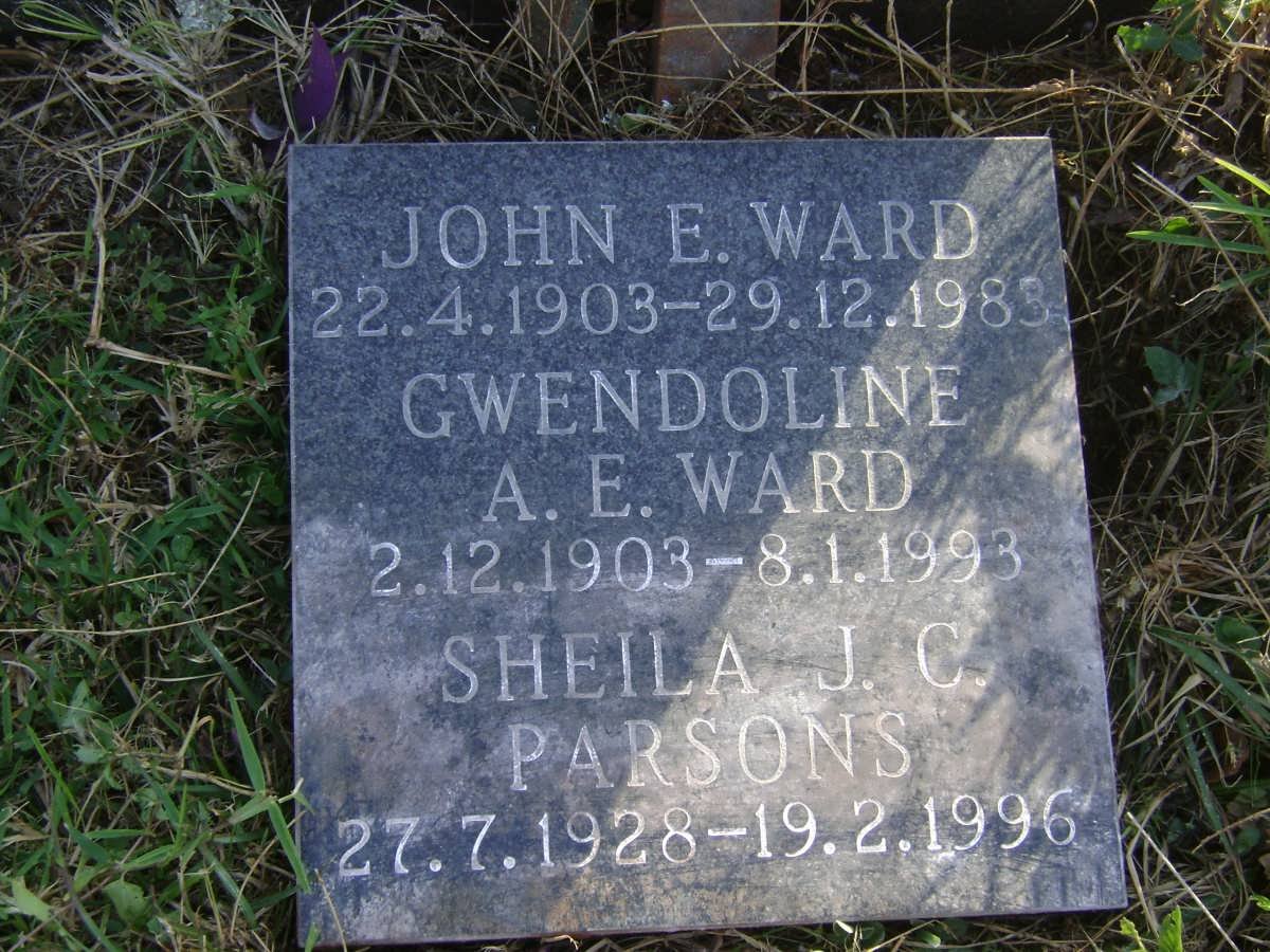 WARD John E. 1903-1983 &amp; Gwendoline A.E. 1903-1993 :: PARSONS Sheila J.C. 1928-1996
