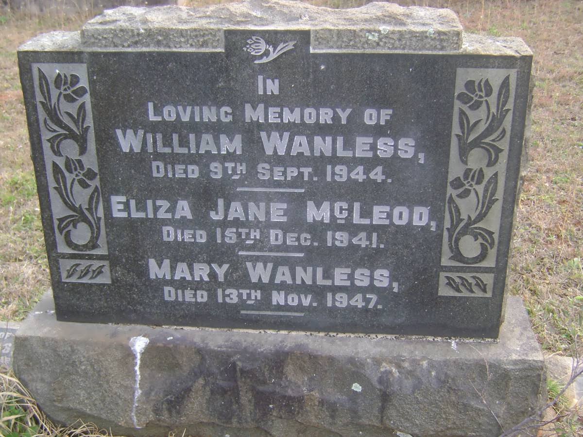 WANLESS William -1944 :: Mary -1947 :: McLEOD Eliza Jane -1941