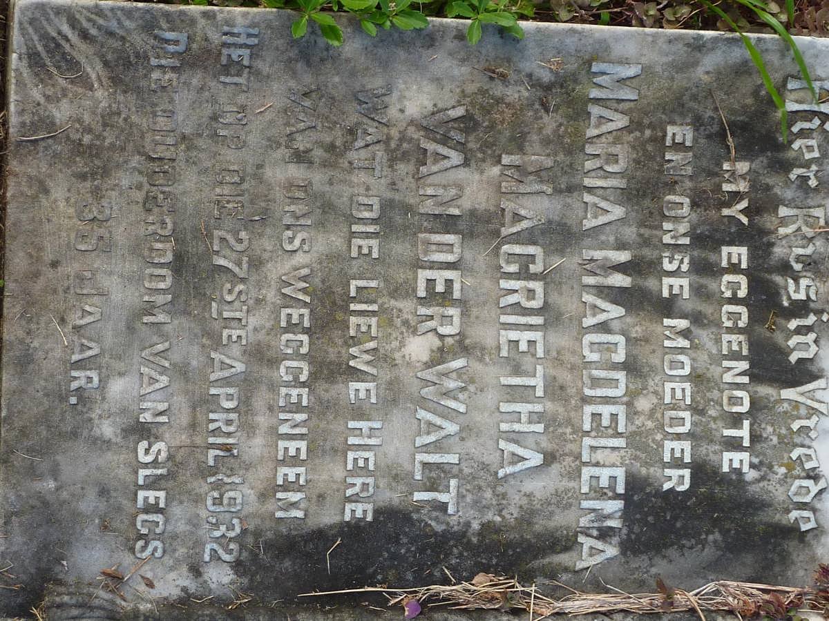 WALT Maria Magdelena Magrietha, van der -1932