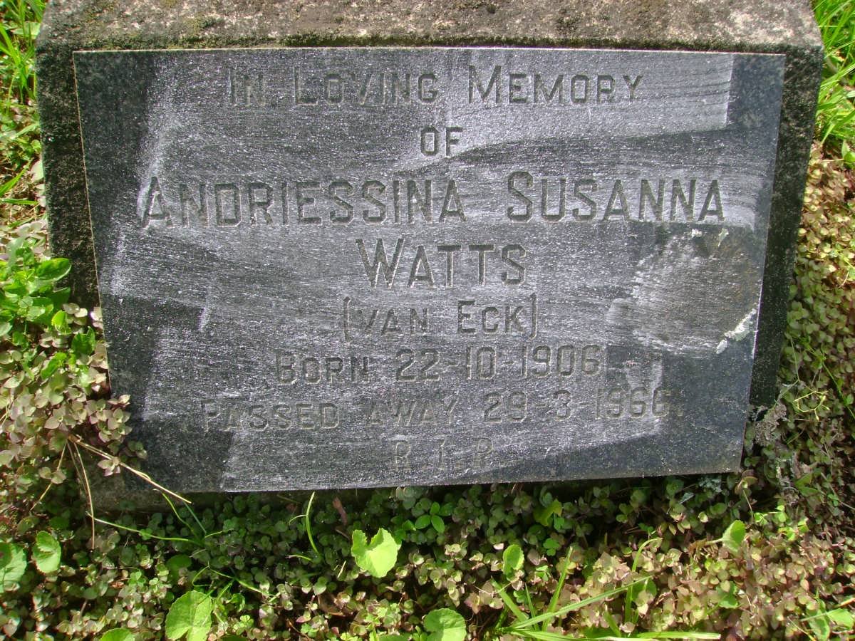 WATTS Andriessina Susanna nee VAN ECK 1906-1966