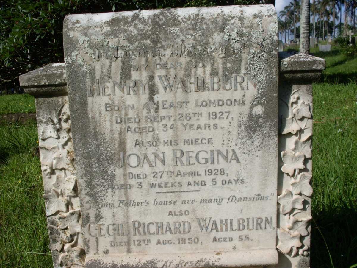 WAHLBURN Henry -1927 :: WAHLBURN Joan Regina -1928 :: WAHLBURN Cecil Richard -1950