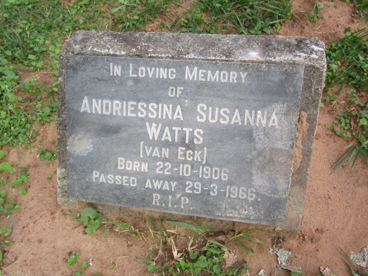 WATTS Andriessina Susanna nee VAN ECK 1906-1966