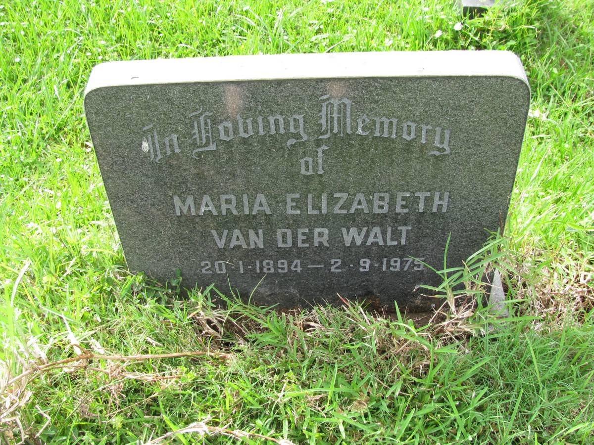 WALT Maria Elizabeth, van der 1894-1975