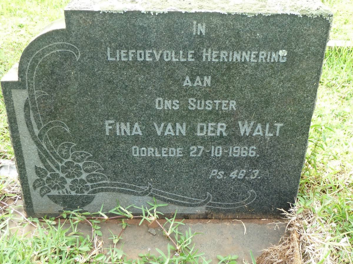 WALT Fina, van der -1966