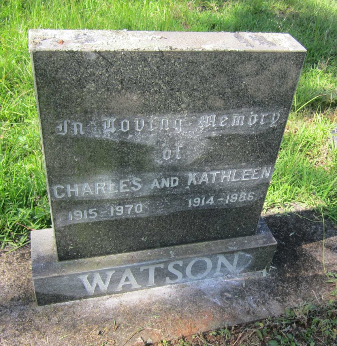 WATSON Charles 1915-1970 &amp; Kathleen 1914-1986
