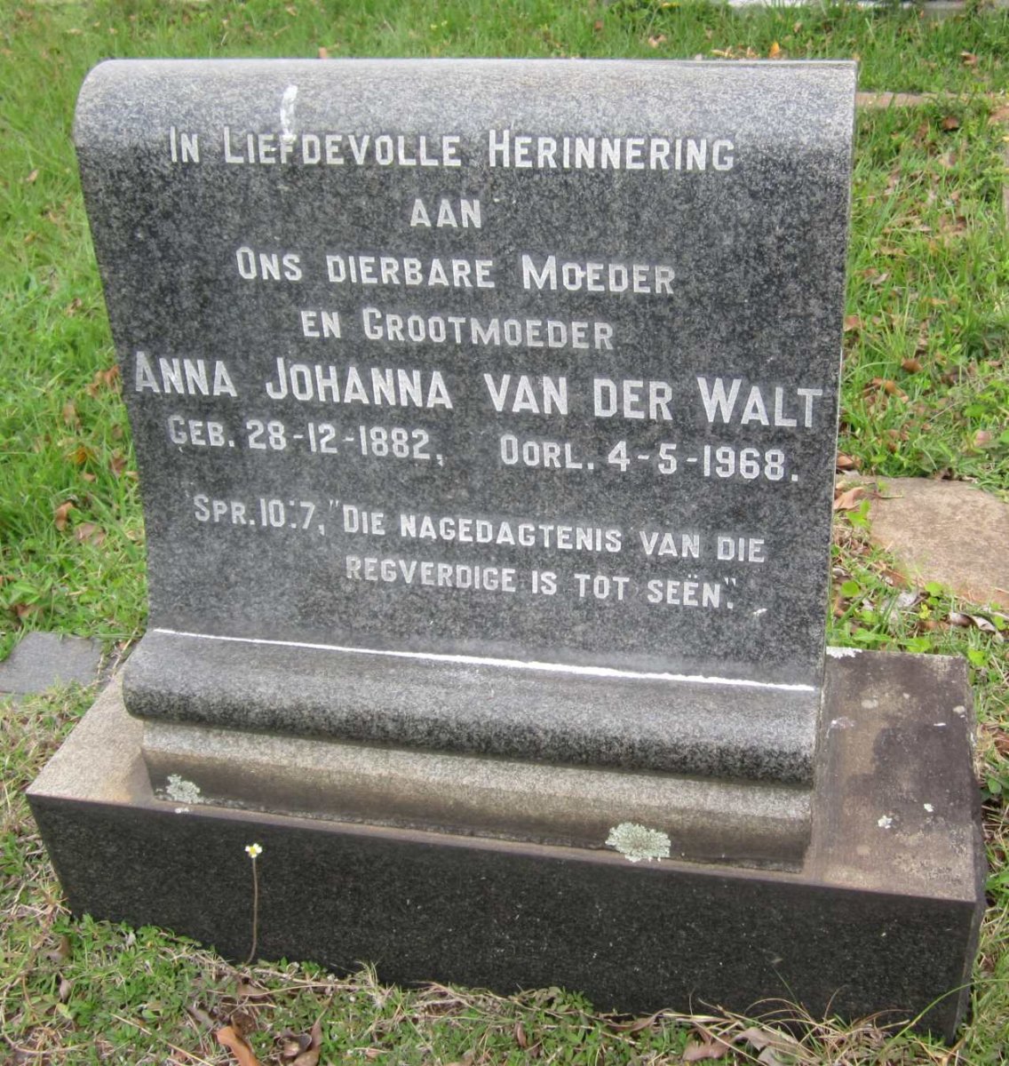 WALT Anna Johanna, van der 1882-1968