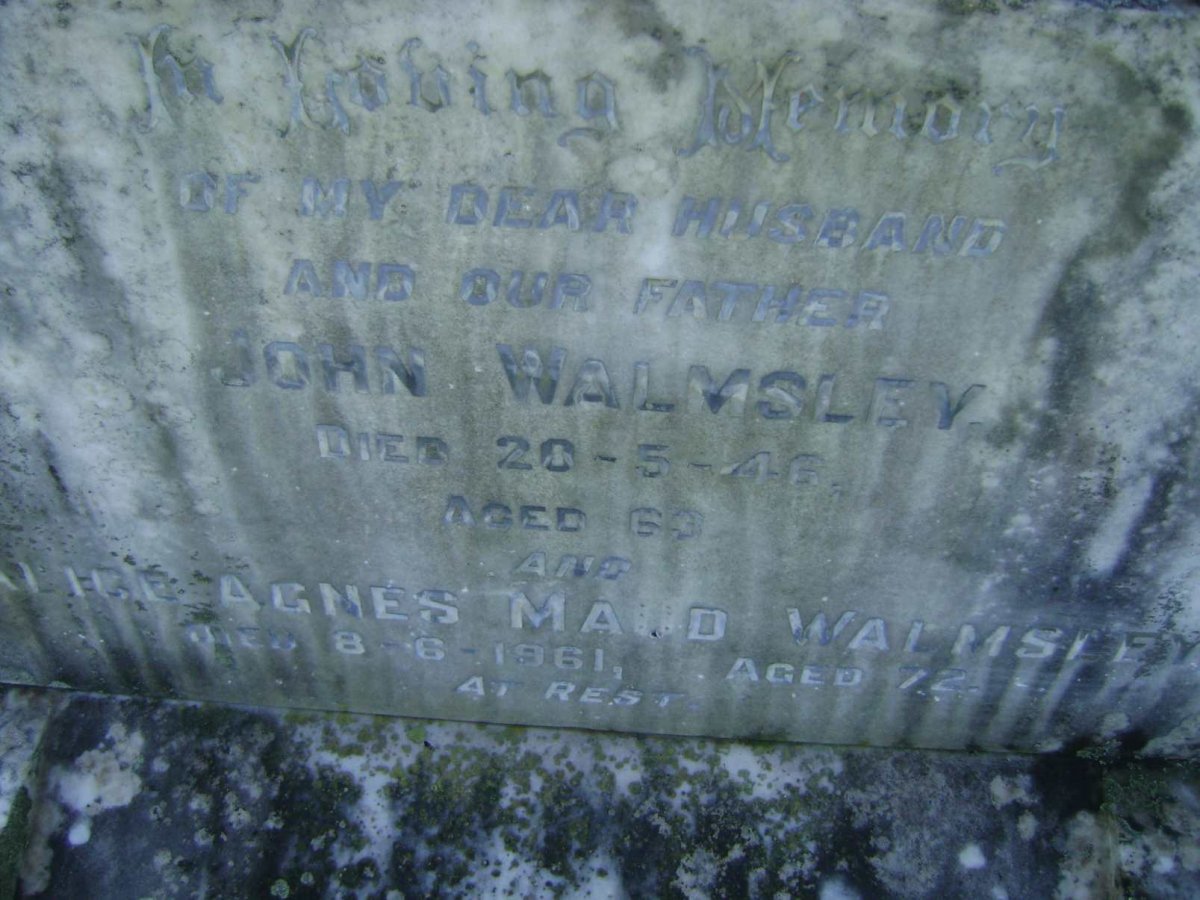 WALMSLEY John -1946 &amp; Alice Agnes Maud -1961