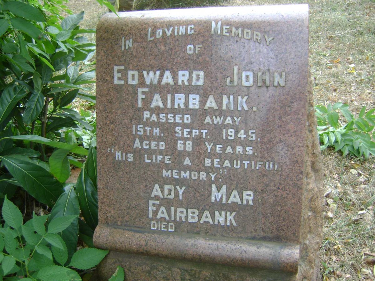 FAIRBANK Edward John -1945 &amp; Gladys Mary -1956