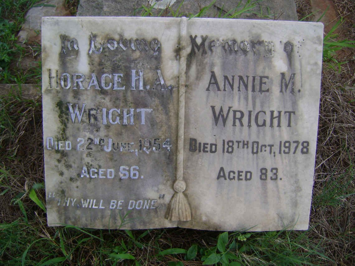WRIGHT Horace H.A. -1954 &amp; Annie M. -1978