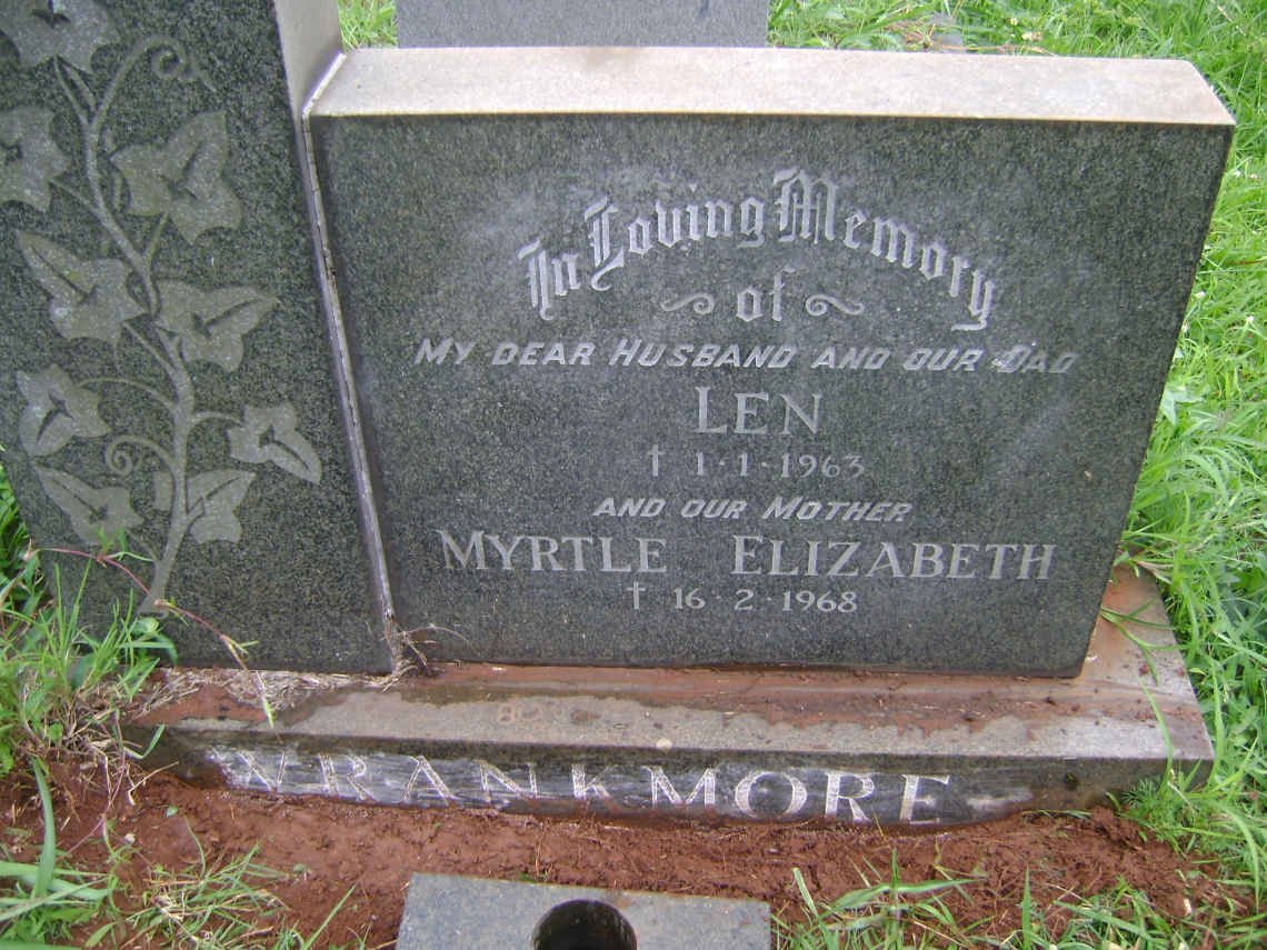 WRANKMORE Len -1963 &amp; Myrtle Elizabeth -1968