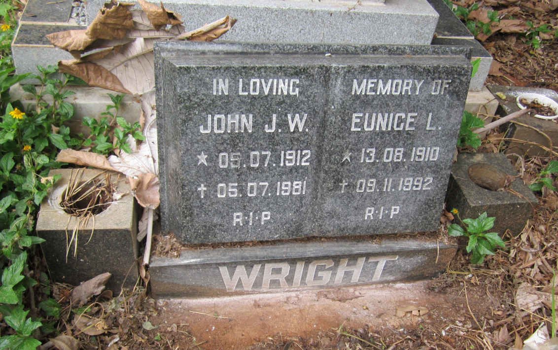 WRIGHT John J.W. 1912-1981 &amp; Eunice L. 1910-1992