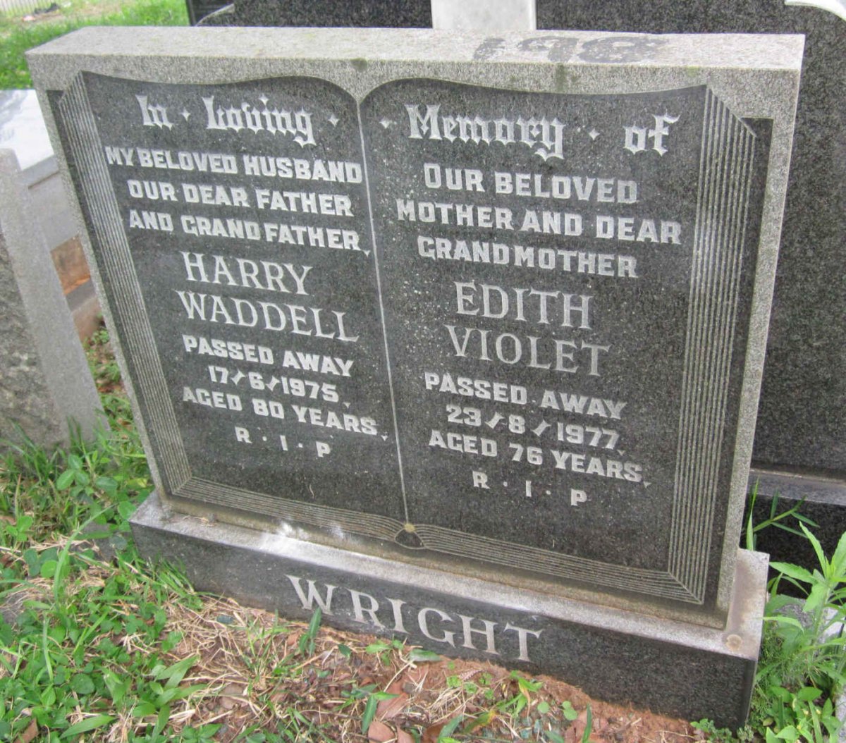 WRIGHT Harry Waddell -1975 &amp; Edith Violet -1977