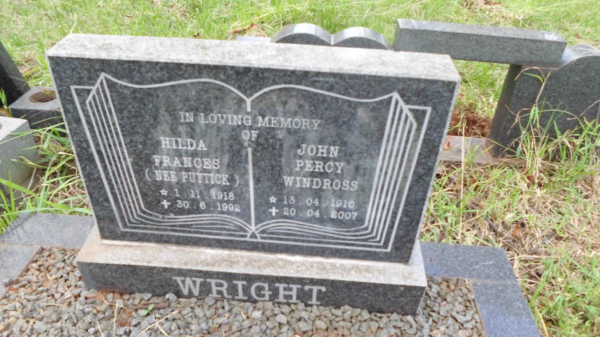 WRIGHT John Percy Windross 1910-2007 &amp; Hilda Frances PUTTICK 1918-1992