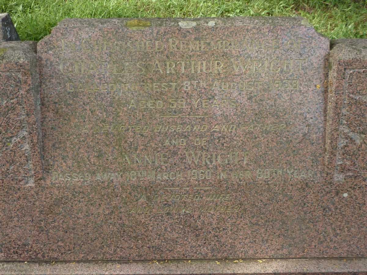 WRIGHT Charles Arthur -1953 &amp; Annie -1960 :: WRIGHT Bernard Edgar 1912-1998 &amp; Florence Elizabeth -1974