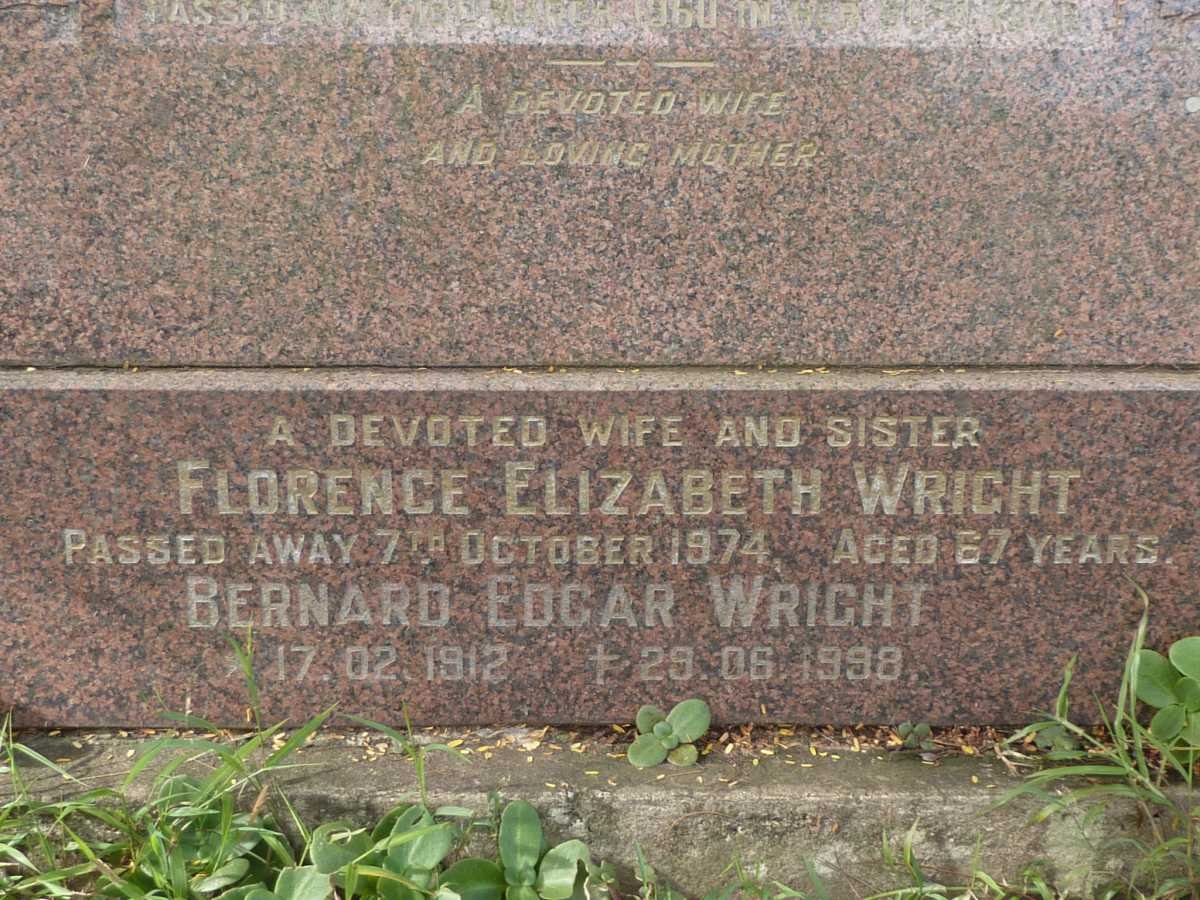 WRIGHT Charles Arthur -1953 &amp; Annie -1960 :: WRIGHT Bernard Edgar 1912-1998 &amp; Florence Elizabeth -1974