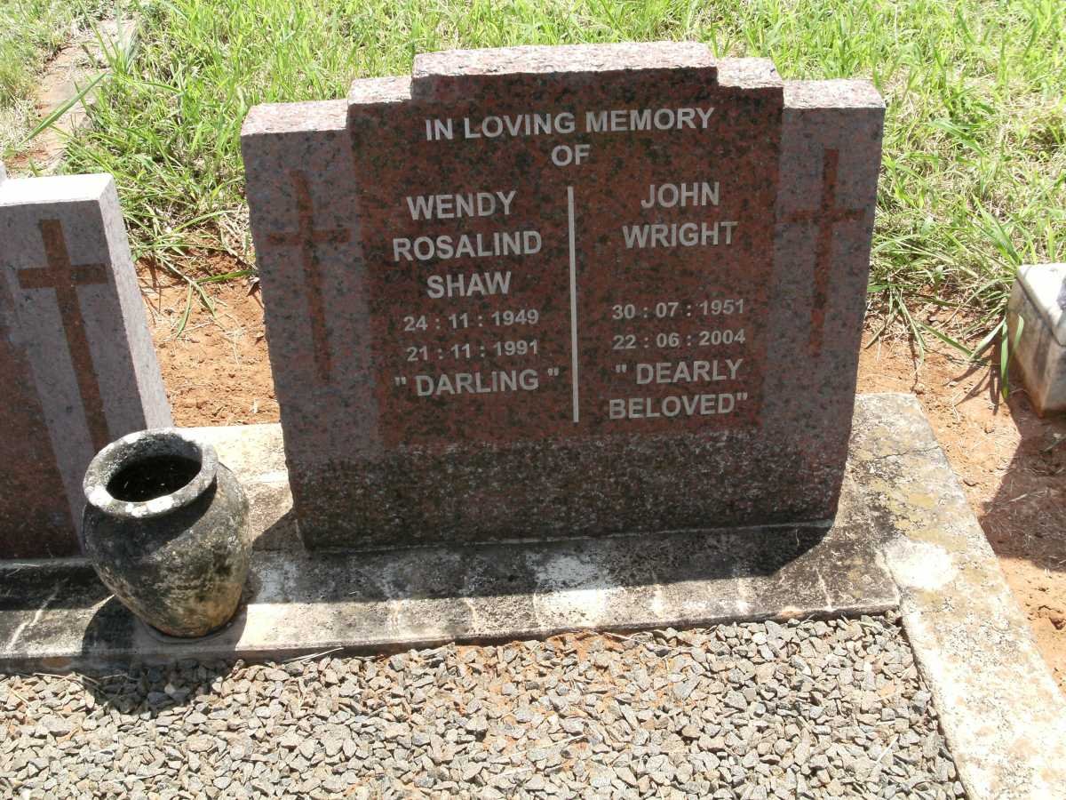WRIGHT John 1951-2004 &amp; Wendy Rosalind Shaw 1949-1991