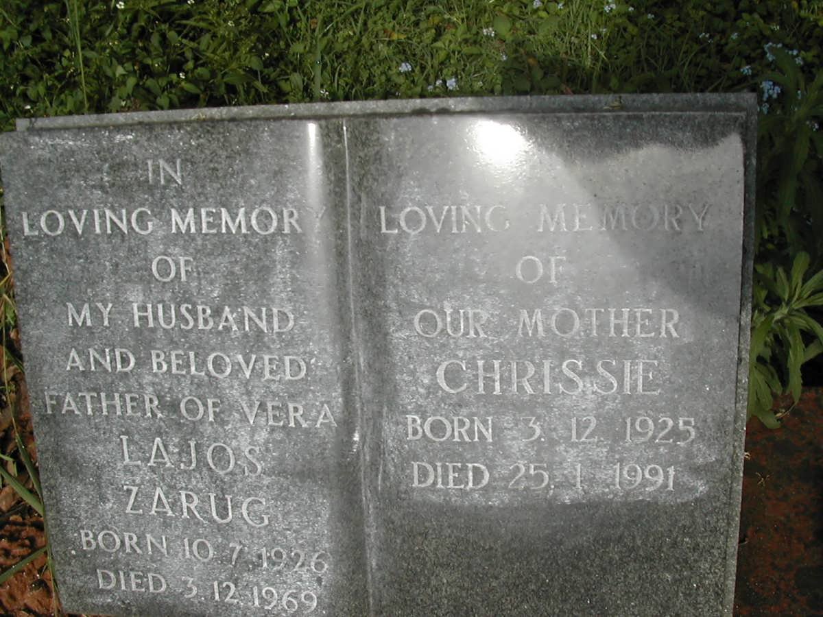 ZARUG Lajos 1926-1969 &amp; Chrissie 1925-1991