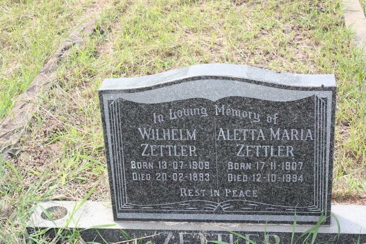 ZETTLER Wilhelm 1909-1993 &amp; Aletta Maria 1907-1994