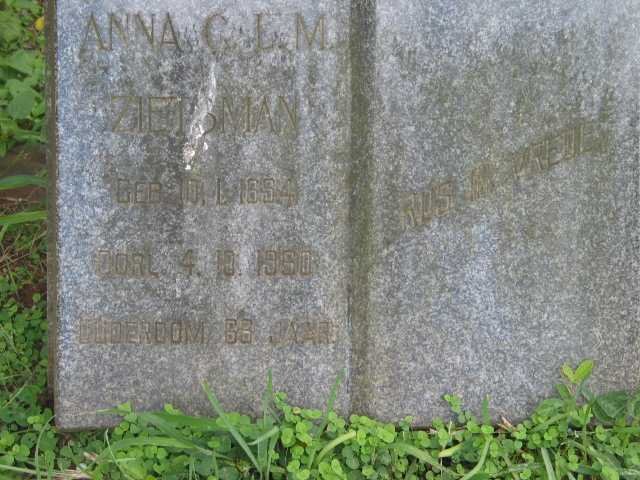 ZIETSMAN Anna C.L.M. 1894-1950