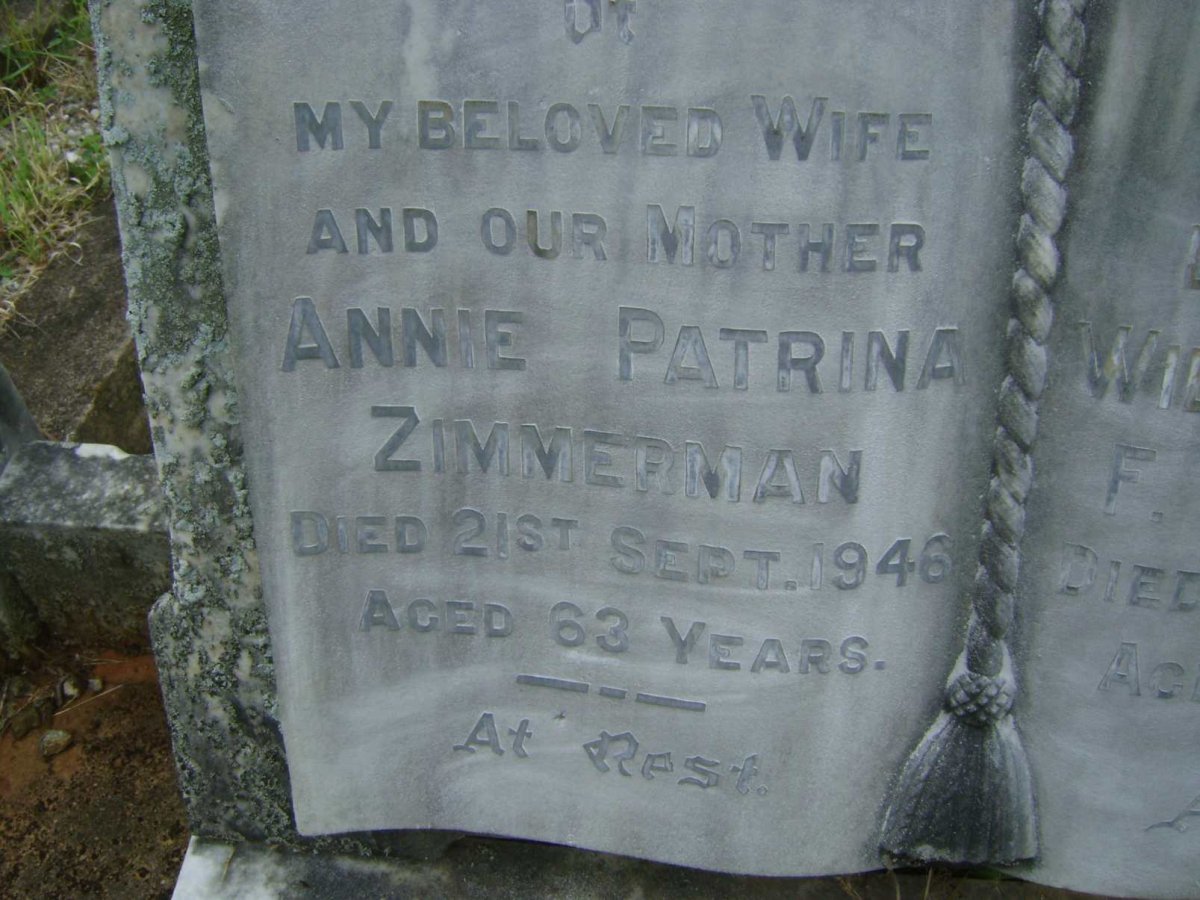 ZIMMERMAN  Annie Patrina -1946