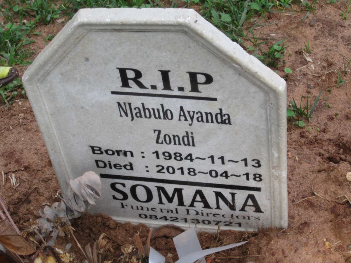 ZONDI Njabulo Ayanda 1984-2018