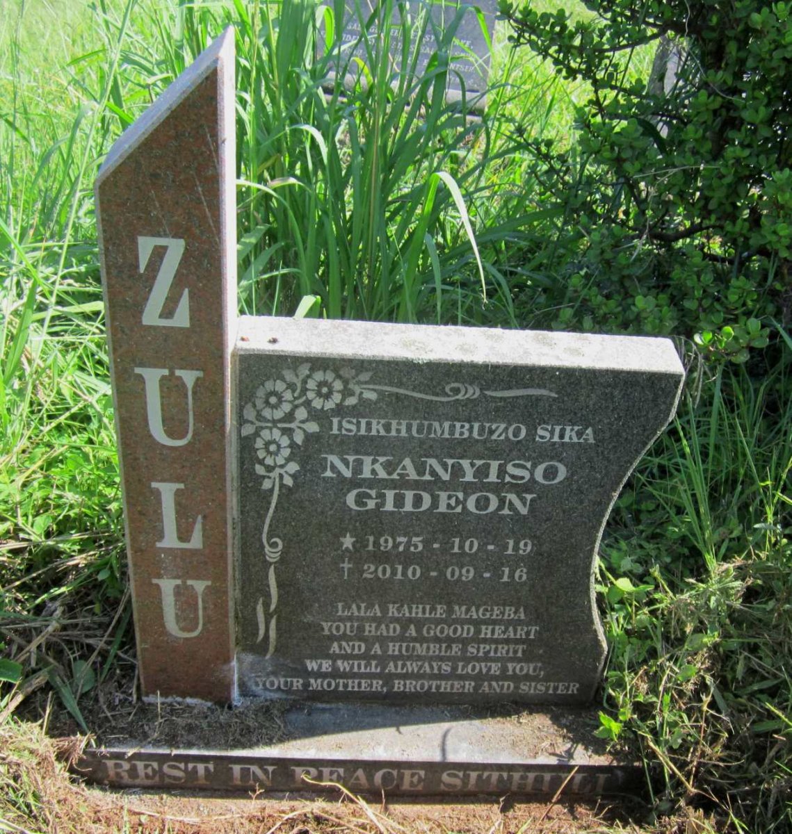 ZULU Nkanyiso Gideon 1975-2010