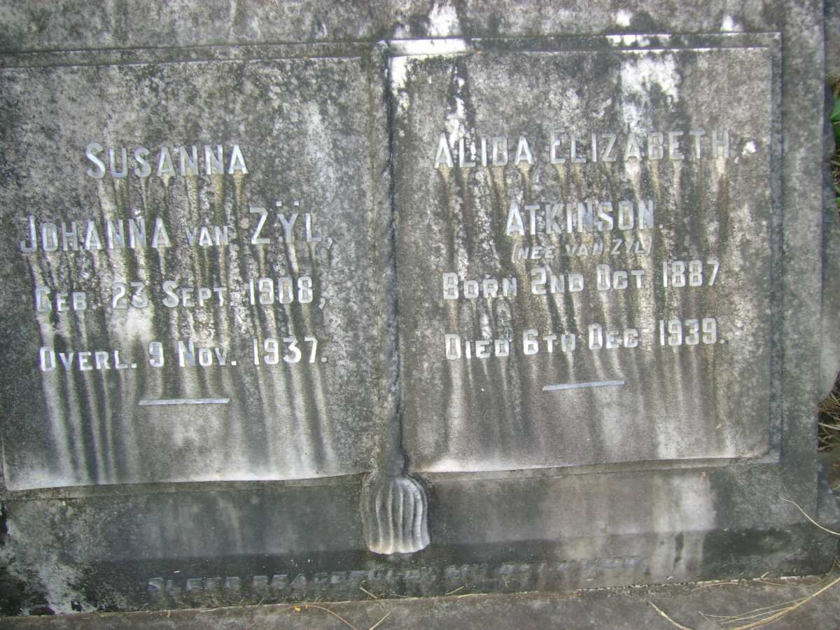 ZYL Susanna Johanna, van 1908-1937 :: ATKINSON Alida Elizabeth nee VAN ZYL 1887-1939
