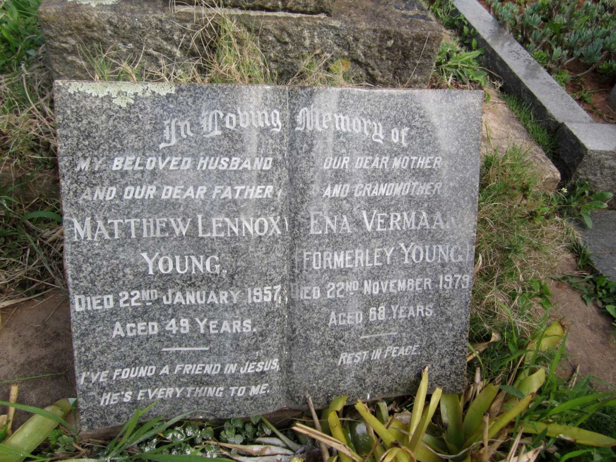 YOUNG Mathew Lennox -1957 :: VERMAAK Ena formerly YOUNG -1979