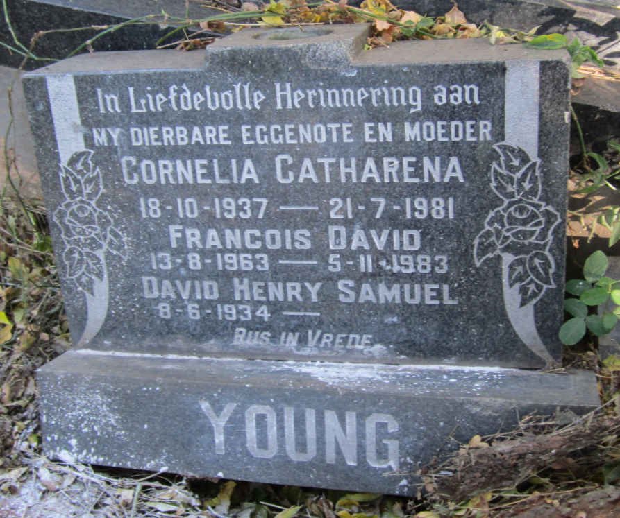 YOUNG David Henry Samuel 1934- &amp; Cornelia Catharena 1937-1981 :: YOUNG Francois David 1963-1983