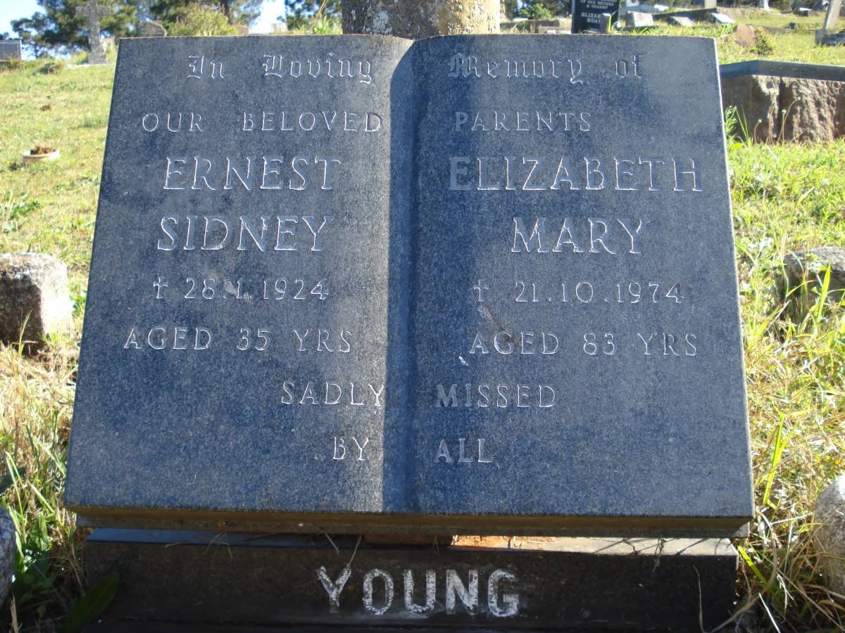 YOUNG Ernest Sidney -1924 &amp; Elizabeth Mary -1974