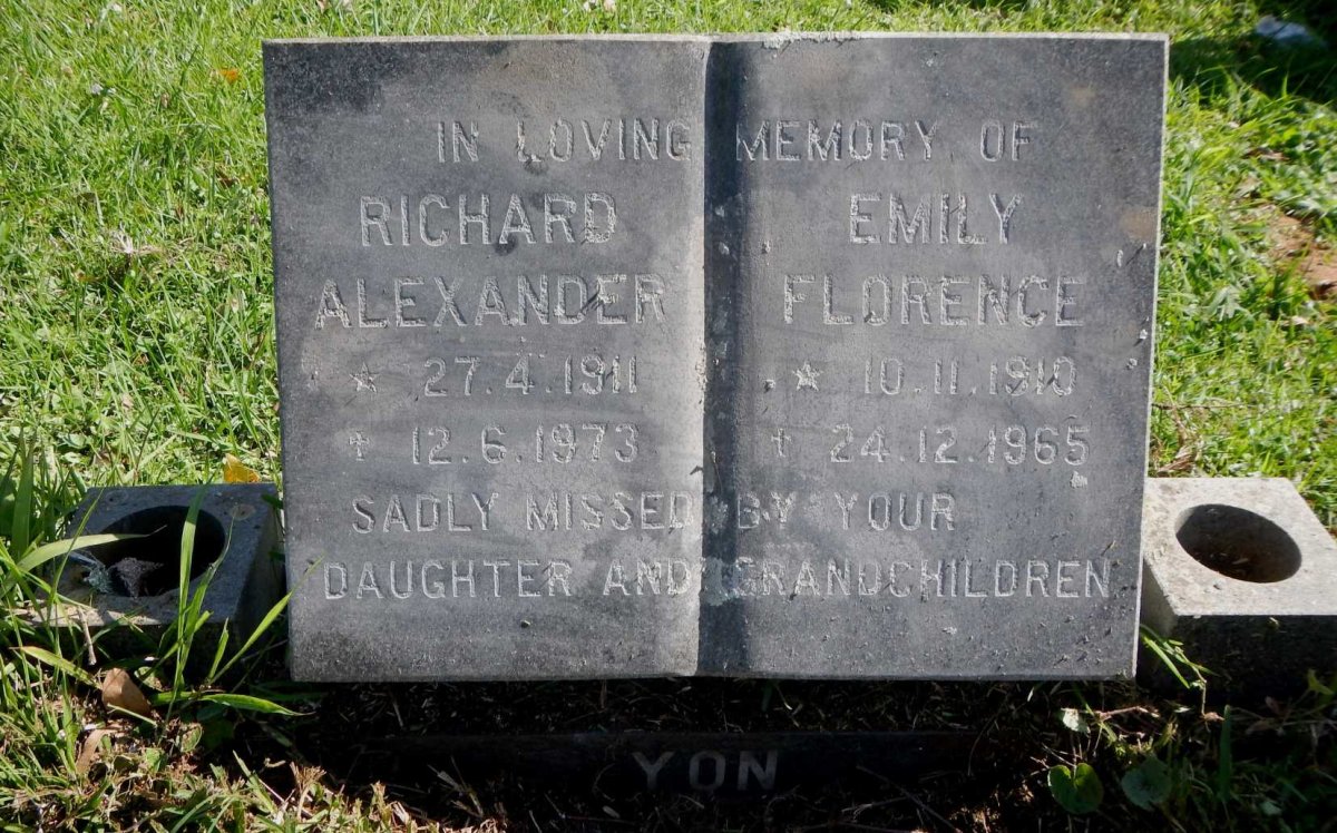 YON Richard Alexander 1911-1973 &amp; Emily Florence 1919-1965