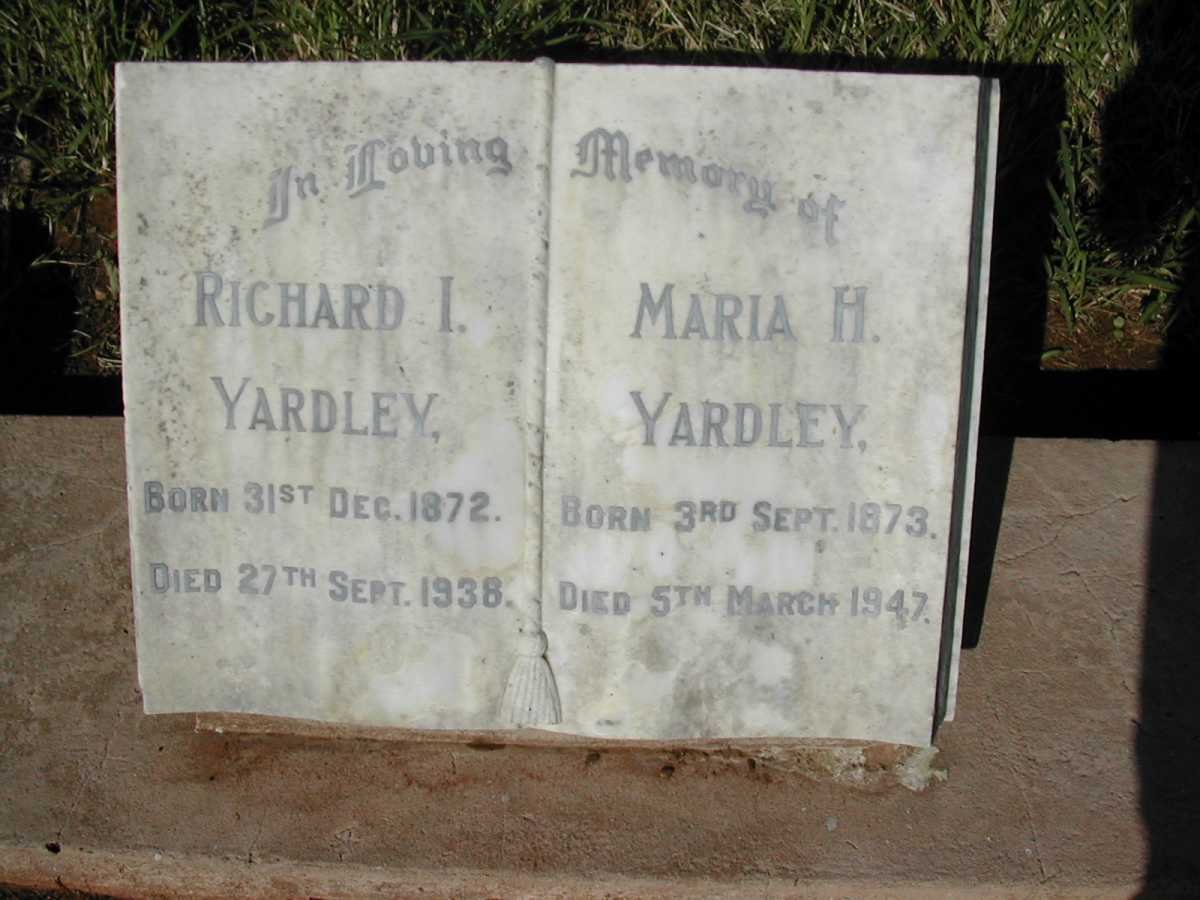 YARDLEY Richard I. 1872-1938 &amp; Maria H. 1873-1947