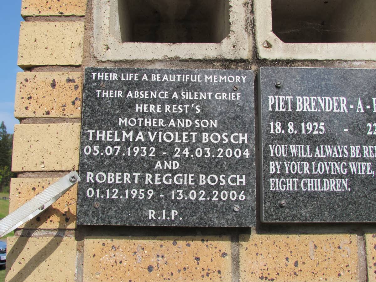 BOSCH Thelma Violet 1932-2004 :: BOSCH Robert Reggie 1959-2006